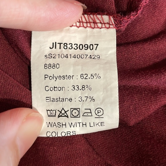 Women's Plus SHEIN Emery Rose Maroon Leopard Burgundy Cheetah Print Sleeve Shirt - Picture 7 of 8